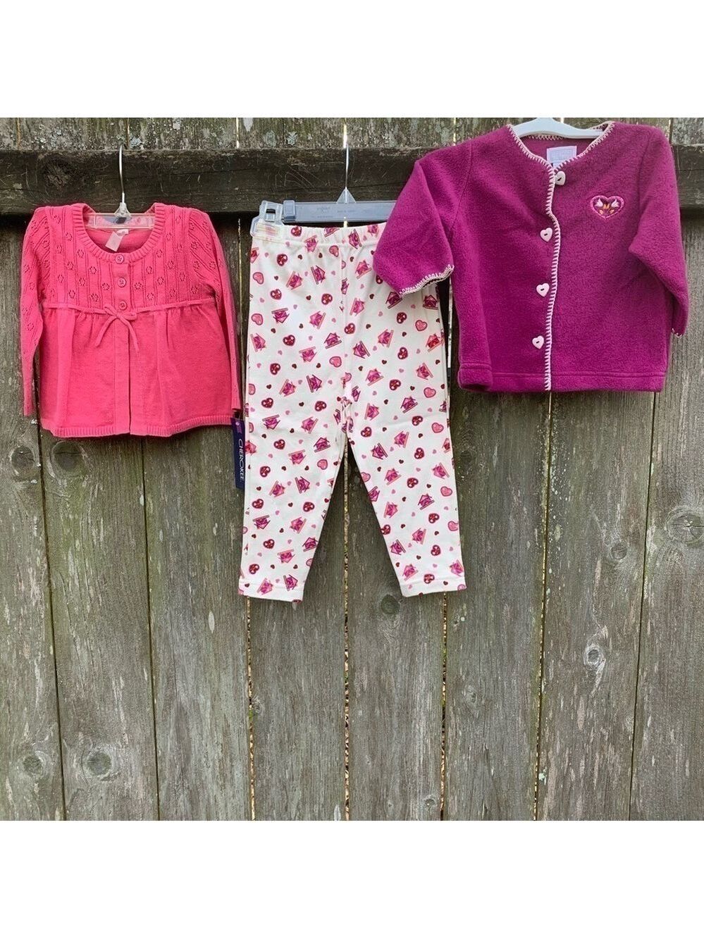 BE MINE girls bundle print pants coral cotton cardigan embroidered fleece jacket